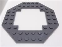 LEGO Parts 6063 / 29159 Plate 10 x 10 Octagonal Open Center Dark Stone Grey x1