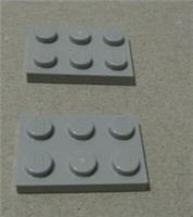 LEGO Parts & Pieces 4211396 - 3021 2x3 Plate Medium Stone Grey x2