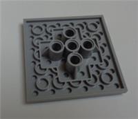 LEGO Parts 6326482 73110 Plate Modified 6x6 Pin Holes Medium Stone Grey x1