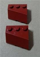 LEGO Parts 42862 6257448 Wedge 3x3 Sloped Left Dark Red x2 Pieces