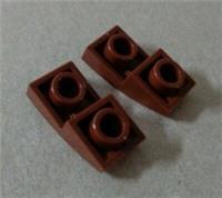 LEGO Bits 24201 - 6172922 Slope Curved 2x1 Inverted Reddish Brown x2