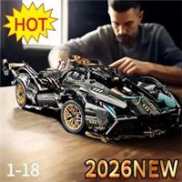 1690PCS Green Racing Car Building Blocks Toy, ABS DIY Model Kit for Home & Offic