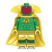 Custom LEGO Marvel Vision Minifigure Avengers Superhero With Yellow Cape