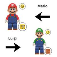 Custom LEGO Super Mario & Luigi Minifigures 2PCS Nintendo Coin Block Figure Set