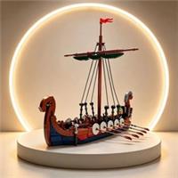 MOC Medieval Viking Ship Building Blocks Model Bricks Ocean Adventure Boat Gif..