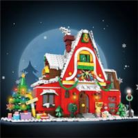 New Technical Santa Claus Christmas Winter Village Building Blocks Xmas House