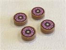 4 x LEGO 1 x 1 Donut Pattern Tile for Minifigure (With Dark Pink Frosting) NEW