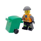 LEGO Bin Man Minifigure With Wheelie Bin Refuse Trash Garbage Guy Workman Gift