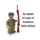 8x LEGO WW2 USA Minifigures - Genuine LEGO With Custom Printing + Weapons