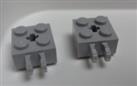 LEGO Parts 53029 LEGO Hinge Brick 2 x 2 Locking Clip Medium Stone Grey x2
