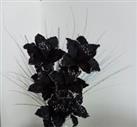 *NEW BLACK*Bunch Of 6 Artificial Flowers With Sliver Bloomer