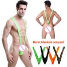 Leopard Skin Mesh Man Sexy Borat Mankini Thong Bodysuit Costume Swimsuit - One Size Regular