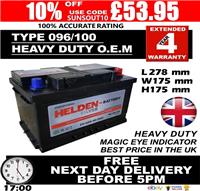 New Genuine OEM Heavy Duty Car Battery - Type 096 100 4 YEAR GUARANTEE 24HR