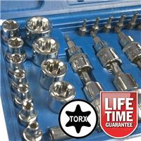 BlueSpot 29pc Torx Star Socket & Bit Set Male Female E & T Sockets & Torx Bits
