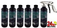U-Pol GRAVITEX Stone Chip Overpaintable Protection Black 1 L x 6 + Air Gun U-Pol