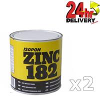 2 x U-Pol Davids Zinc 182 Isopon Anti-rust Grey Primer 1 Litre Upol
