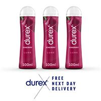 Durex Intimate Gel, Cherry Flavour, Water Based 100 ml, Sex Lube Pack of 3