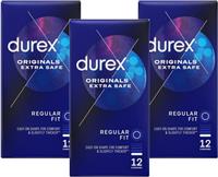 Durex Extra Safe and Lubricated Thick Latex Condoms x 36 ( 3 Boxes of 12 )