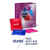 Durex Surprise Me Mixed Condoms Thin Thick Ribbed Dotted Condoms Pack of 40