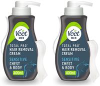 Veet Chest And Body Men Hair Removal Cream For Sensitive Skin 400ml x 2
