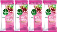 Dettol Biodegradable Pomegranate Lime Large Wipes - 4 Packs of 105's