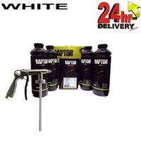 U-Pol Raptor White 4 Bottle Kit Tough Urethene Coating Liner Protective + gun