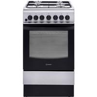 Indesit IS5G4PHX Free Standing Dual Fuel Cooker with Gas Hob 50cm Silver A