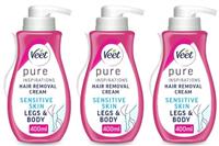 VEET Cream Hair Removal Sensitive Skin Pump 400ml x 3