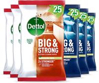 Dettol Biodegradable Big&Strong 3 x Kitchen and 3 x Bathroom 25 Wipes