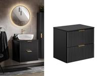 Bathroom Vanity Unit Countertop Ribbed Fluted Wall Cabinet 600 Black Modern Adel