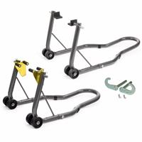 NEW Universal Track Front And Rear Motorcycle Paddock Stand Pair Stands Combo