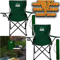 2x Camping Chairs Folding Outdoor Seat Fishing Garden Beach Chair Cup Holder UK
