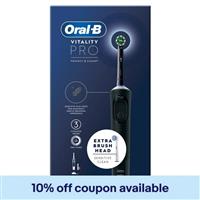 Oral-B Vitality Pro Black Electric Toothbrush Rechargeable with Smart Timer + 2
