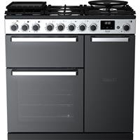Rangemaster EDDL90DFGBLK/CM1 Edge Deluxe 90cm Dual Fuel Range Cooker 5 Burners