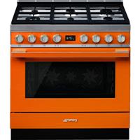 Smeg CPF9GPOR Portofino 90cm Dual Fuel Range Cooker 6 Burners Orange A+