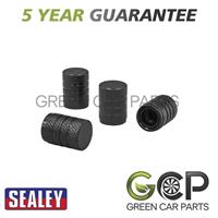 Sealey Aluminium Valve Cap 4pc Black Anodised VCB4
