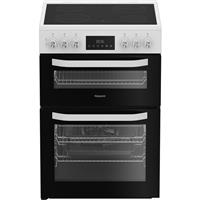 Hotpoint HDE6VDW 60cm Free Standing Electric Cooker with Ceramic Hob White A