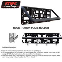 2 x Black Number Plate Holder Licence Plate Surround Frame ABS PC O2