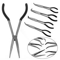 5X 11 Extra Long Nose Pliers Set Straight Bent Tip Mechanic Equipment Hand Tool