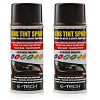 2x E-Tech Smoke Black Light Lens Tint Spray Glass Car Motorbike 150ml Satin