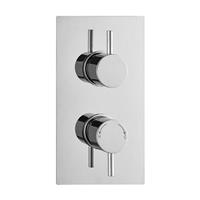 Concealed Thermostatic Shower Mixer Valve 1 Way Outlet 2 Round Handles WRAS TMV2