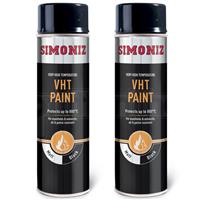 2 x Simoniz VHT Matt Black Paint Very High Temperature Car Spray Aerosol 500ml