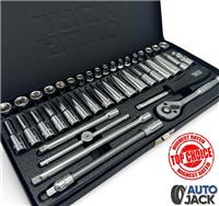 41pc 1/4" Drive Socket Set Metric & Imperial Deep Standard Sockets With Ratchet