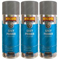 3 x Hycote Grey Primer Spray Paint Aerosol Car Multi-Purpose Preparation 400ml