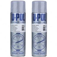 2 x U-Pol Powercan Silver Alloy Wheel Spray Paint Car Aerosol 500ml