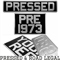 Black and Silver Pressed Number Plates Oblong Square Car Metal Classic Aluminium
