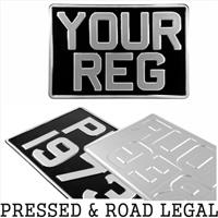1x SQUARE 12"x 8" Black Silver Pressed Number Plate Car Metal Classic 300x200 mm