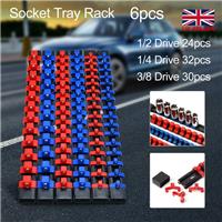 6x 1/4" 3/8" 1/2" Socket Rail Clips Drive Bits Clip Tray Rack Holder Organizer