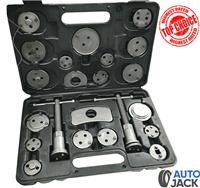 Brake Caliper Rewind Tool Kit 22pc Left Right Hand Spindles 18 Adapters Case