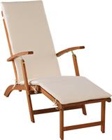 Folding Wooden Sun Lounger - Cream